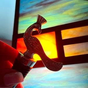 Handcrafted Wine Stopper - a Carved Peacock- Stainless Steel - VERY UNIQUE!